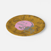 それは女の子のフットボールのテーマのベビーシャワーの紙皿です ペーパープレート (アングル)