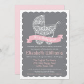 それは女の子のベビーシャワーの招待状です 招待状 (正面/裏面)