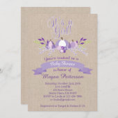 それは女の子のラベンダーのカボチャベビーシャワーの招待です 招待状 (正面/裏面)