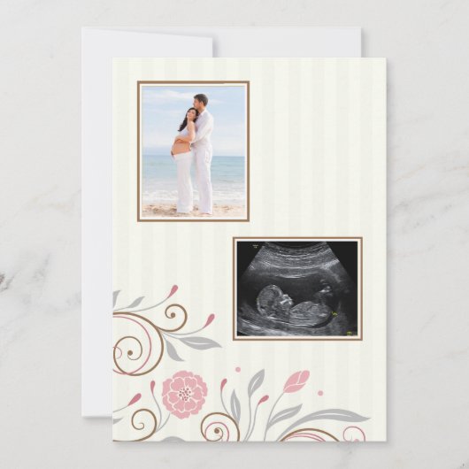 それは女の子の写真のベビーシャワーの招待状のカスタムです 招待状 (正面)