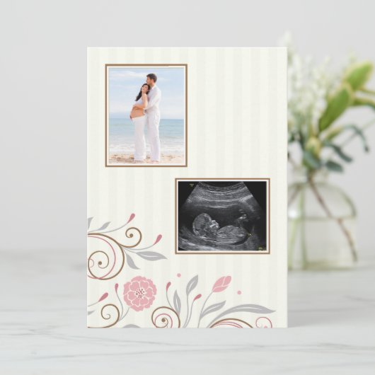 それは女の子の写真のベビーシャワーの招待状のカスタムです 招待状 (スタンド正面)