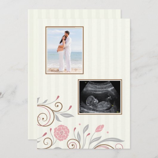 それは女の子の写真のベビーシャワーの招待状のカスタムです 招待状 (正面/裏面)