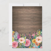 それは女の子の素朴な花のベビーシャワーの招待状です 招待状 (裏面)