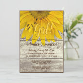 それは女の子の花のヒマワリの庭のベビーシャワーです 招待状 (スタンド正面)
