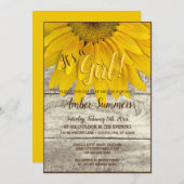 それは女の子の花のヒマワリの庭のベビーシャワーです 招待状 (正面/裏面)