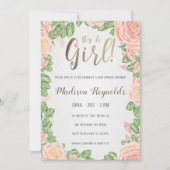 それは女の子の花のベビーシャワーの招待状の暗闇です 招待状 (正面)