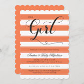 それは女の子|の珊瑚のベビーシャワーです 招待状 (正面/裏面)