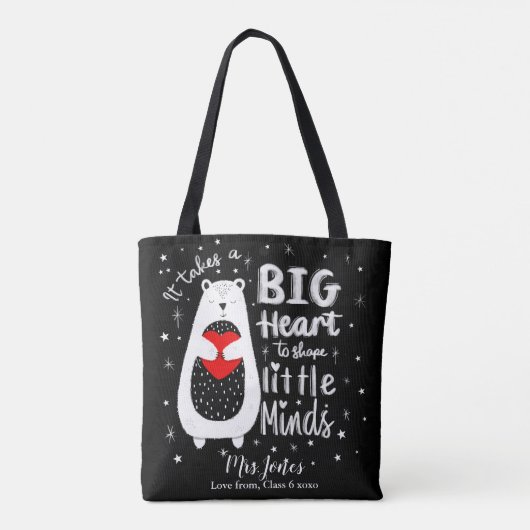 それは小さな心トートバッグを形成するために大きなハートを取る トートバッグ (裏面)