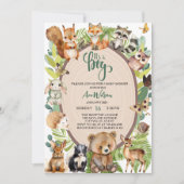 それは少年の森林動物の森の赤ちゃんシャワーである 招待状 (正面)