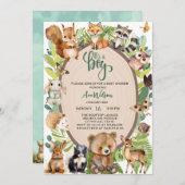 それは少年の森林動物の森の赤ちゃんシャワーである 招待状 (正面/裏面)