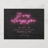 それは常にあなたがネオン日付を保存招待状 ポストカード (正面)