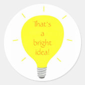 それは明るいアイディア、黄色の電球のシールである ラウンドシール (正面)