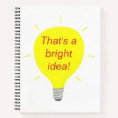 それは明るいアイディア、黄色の電球のノートである ノートブック (正面)