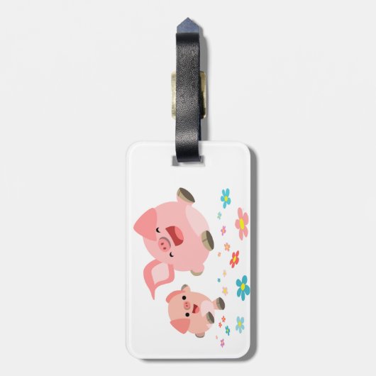 それは春!!-2かわいい漫画の豚の荷物タグ ラゲッジタグ (裏面縦)