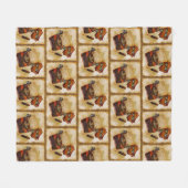 それは書ヴィンテージの模様だ フリースブランケット (正面(横))