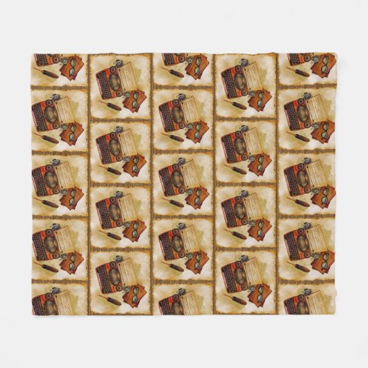 それは書ヴィンテージの模様だ フリースブランケット (正面(横))