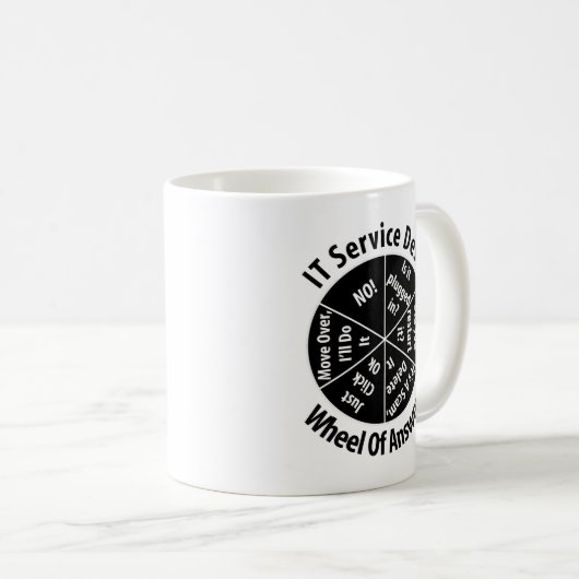 それは机の車輪の答え情報技術のコップを整備します コーヒーマグカップ (正面右)
