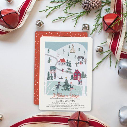 それは村のクリスマスホリデーベビーシャワーを取る シーズンカード