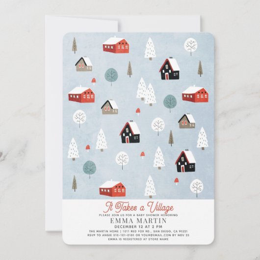 それは村のクリスマスホリデーベビーシャワーを取る シーズンカード (正面)