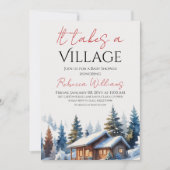 それは村のニュートラルな冬の赤ちゃんシャワーを取る 招待状 (正面)