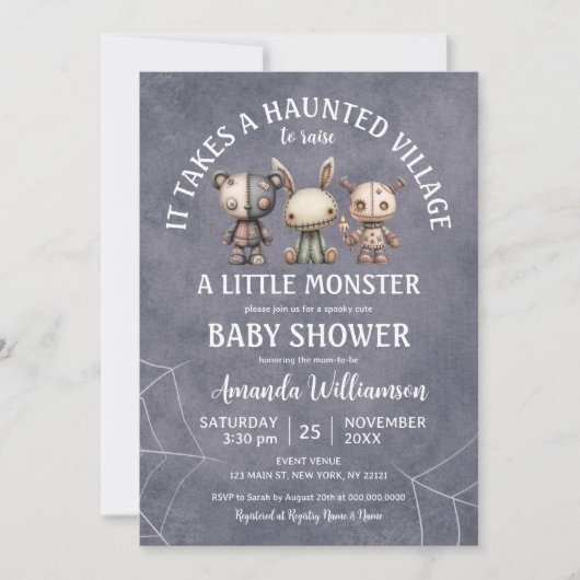 それは村のハロウィン幽霊のよく出るの赤ちゃんシャワーを取る 招待状 (正面)