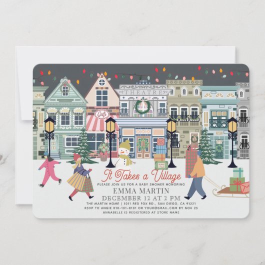 それは村の休日の町のベビーシャワーを取る シーズンカード (正面)
