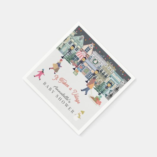 それは村の休日の町のベビーシャワーを取る スタンダードカクテルナプキン (角)