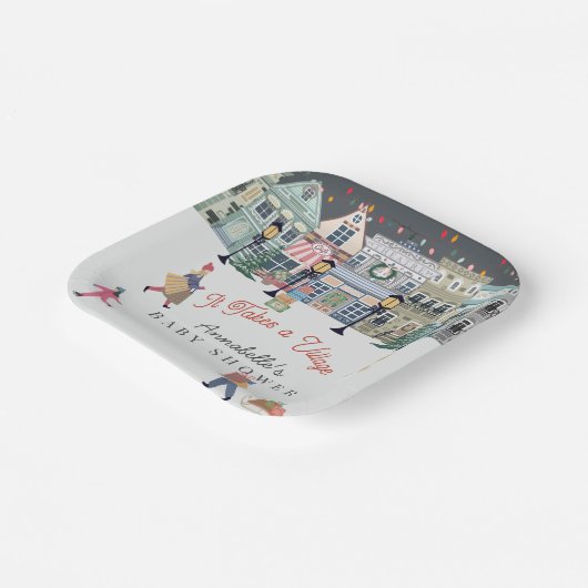 それは村の休日の町のベビーシャワーを取る ペーパープレート (傾斜あり)