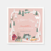 それは村の休日ピンクの赤ちゃんシャワーを取る スタンダードカクテルナプキン (正面)