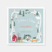 それは村の休日ブルーベビーシャワーを取る スタンダードカクテルナプキン (正面)