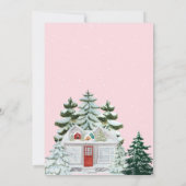 それは村の冬のピンクの赤ちゃんシャワーを取る 招待状 (裏面)