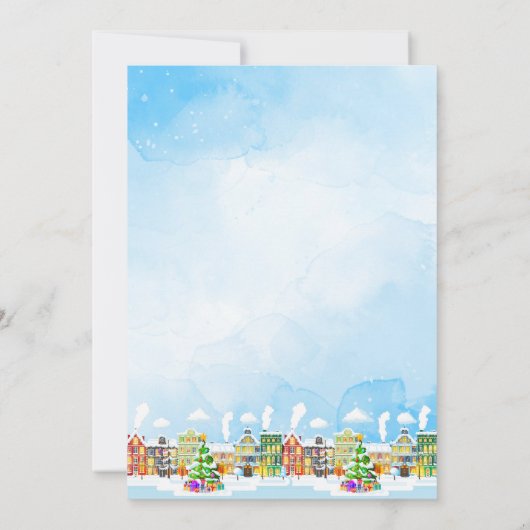 それは村の冬サンタの赤ちゃんシャワーを取る 招待状 (裏面)