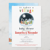 それは村の冬サンタの赤ちゃんシャワーを取る 招待状 (正面/裏面)