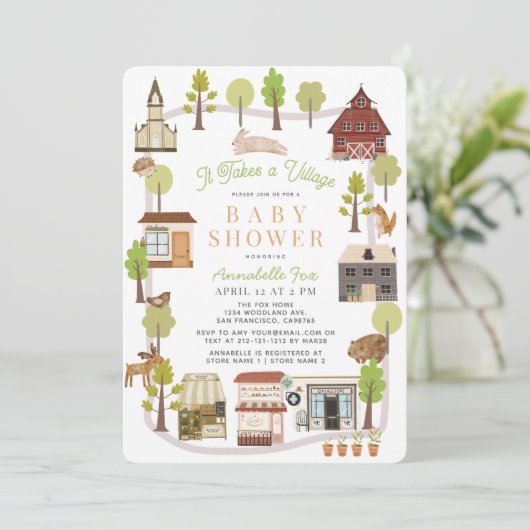 それは村の森林動物の赤ちゃんシャワーを取る 招待状 (スタンド正面)