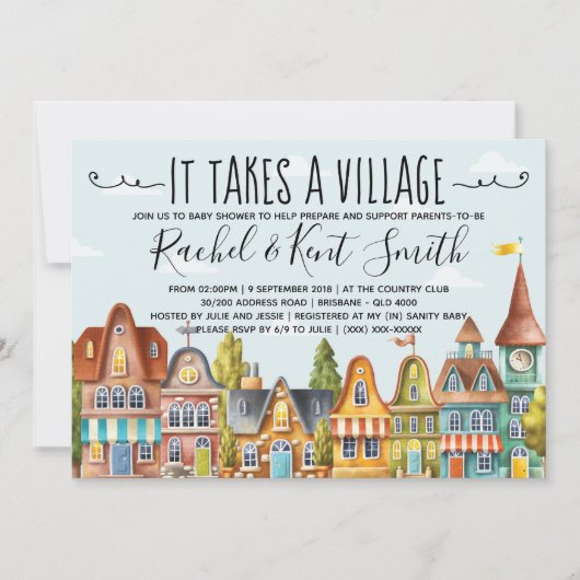 それは村の赤ちゃんシャワーを取る 招待状 (正面)