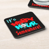 それは楽しい時間の時計のおもしろいのバーの飲み物の居酒屋のコースターです コースター (左側)