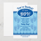 それは男の子です! ベビーシャワーの招待状 招待状 (正面/裏面)