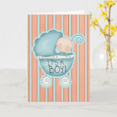 それは男の子です! 青色児のおかしなお祝いカード カード (黄色い花)