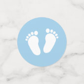 それは男の子のかわいい青色児の足のベビーシャワーのパーティーです コンフェッティ (スモール正面)