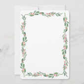 それは男の子のクリスマスのリースのベビーシャワーの招待状です 招待状 (裏面)