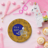 それは男の子のフットボールのテーマのベビーシャワーの紙皿です ペーパープレート (パーティー)