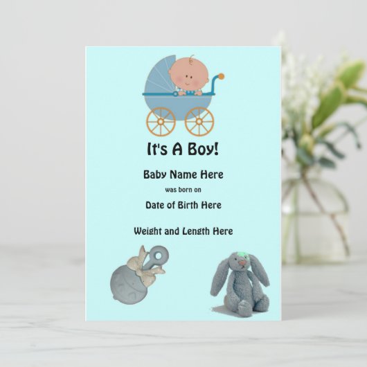それは男の子のベビーの発表です 案内状 (スタンド正面)