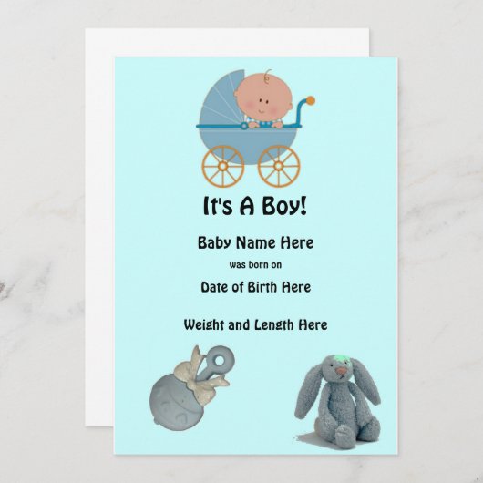 それは男の子のベビーの発表です 案内状 (正面/裏面)