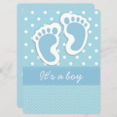 それは男の子のベビーの足跡です 招待状 (正面/裏面)