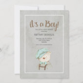 それは男の子のヴィンテージテディベア赤ちゃんシャワー 招待状 (正面)