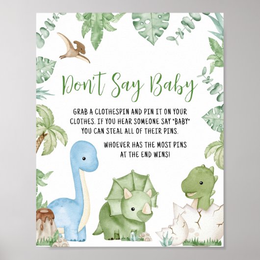 それは男の子の恐竜の赤ちゃんシャワーベビーと言わない ポスター (正面)