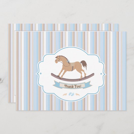それは男の子の揺り木馬のサンキューカードです サンキューカード (正面/裏面)