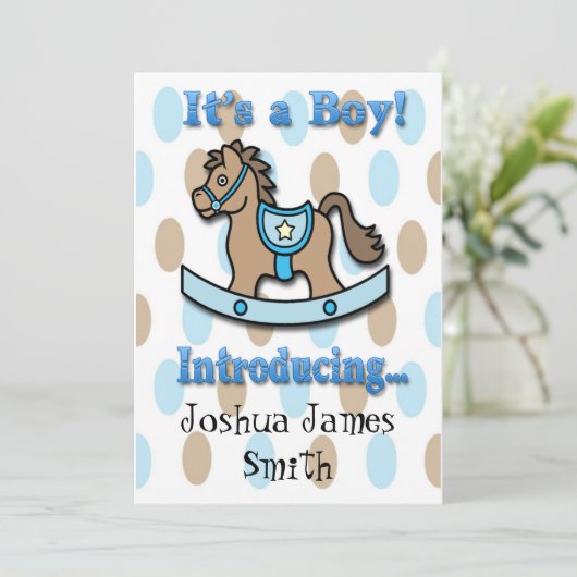 それは男の子の揺り木馬の誕生の発表です 案内状 (スタンド正面)
