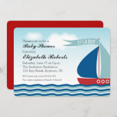 それは男の子の赤ん航海のだシャワー帆船だ 招待状 (正面/裏面)