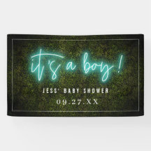 それは男の子の青いネオンBoxwoodのベビーシャワーです